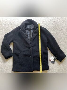 Collection B Black Teddy Jacket with Lapel Collar